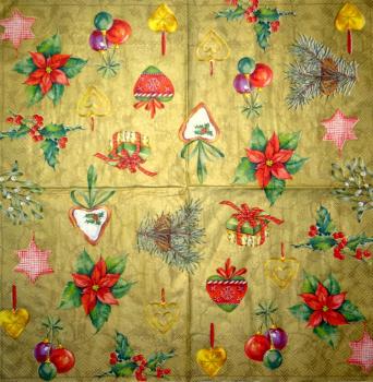 113 Weihnachten Blumen - 3-lagig (creme) - Ihr